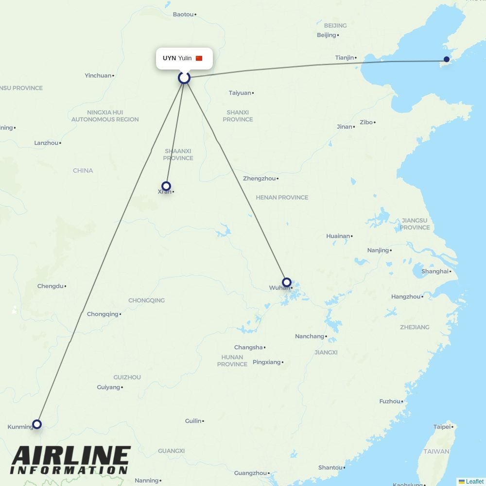China Eastern routes from UYN