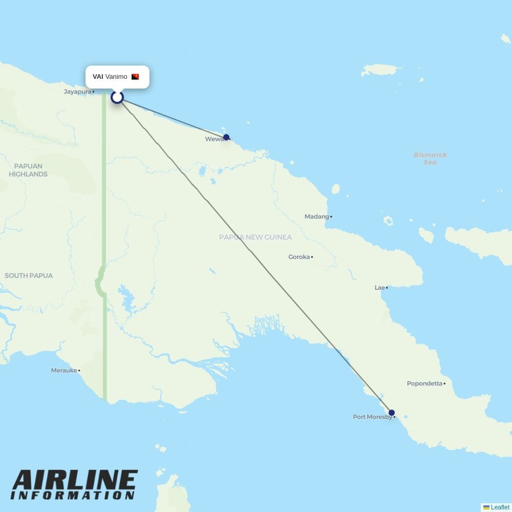 Air Niugini routes from VAI