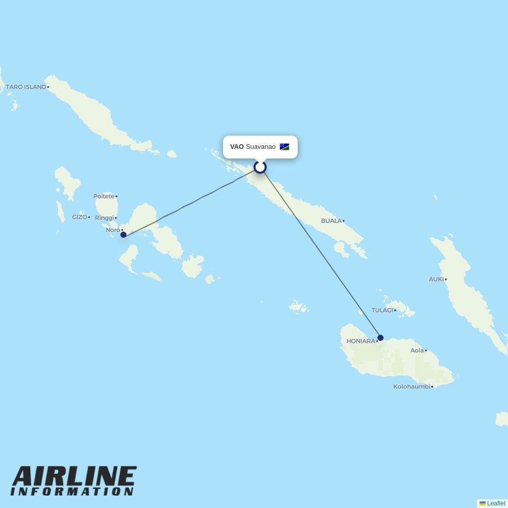 Solomon Airlines routes from VAO