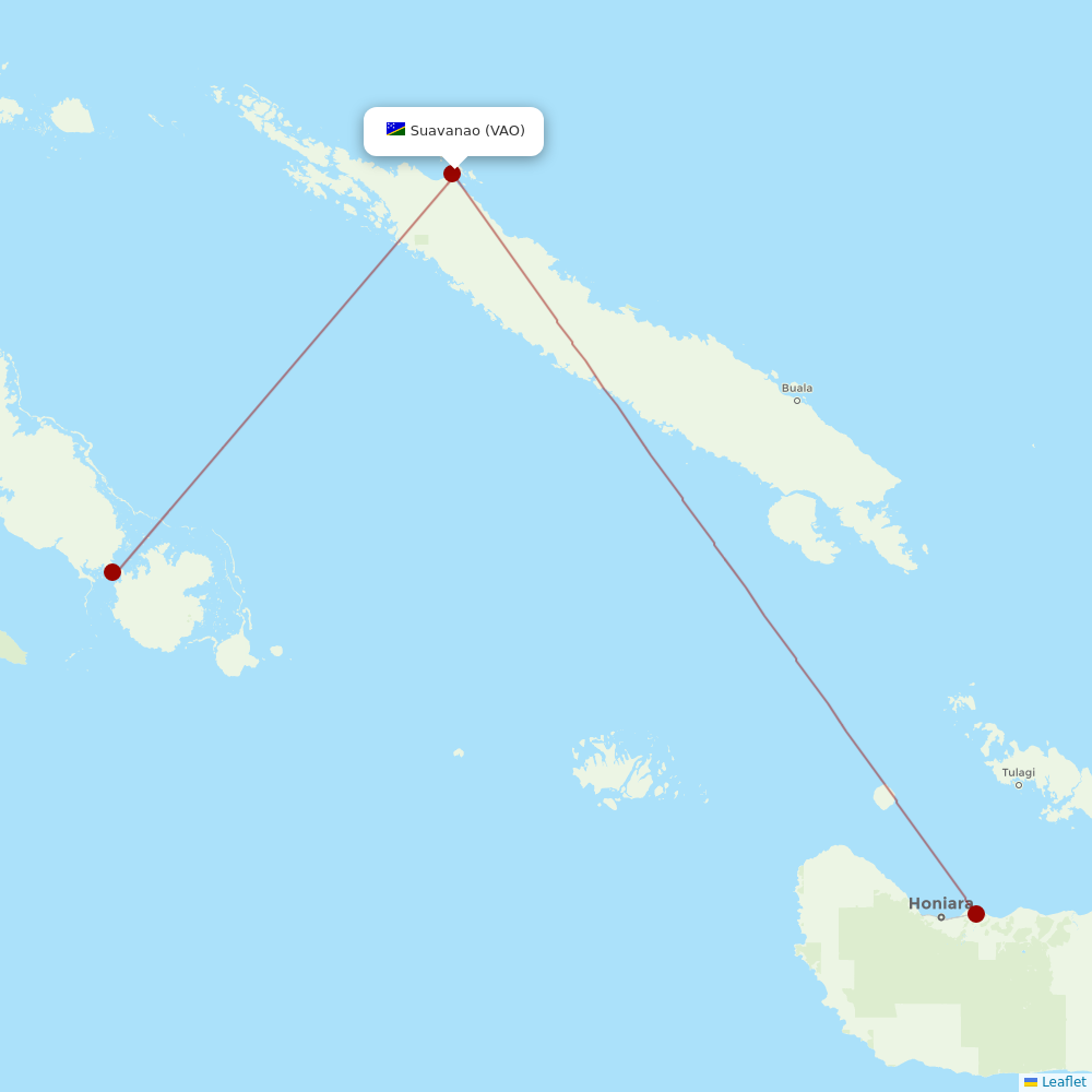Solomon Airlines at VAO route map