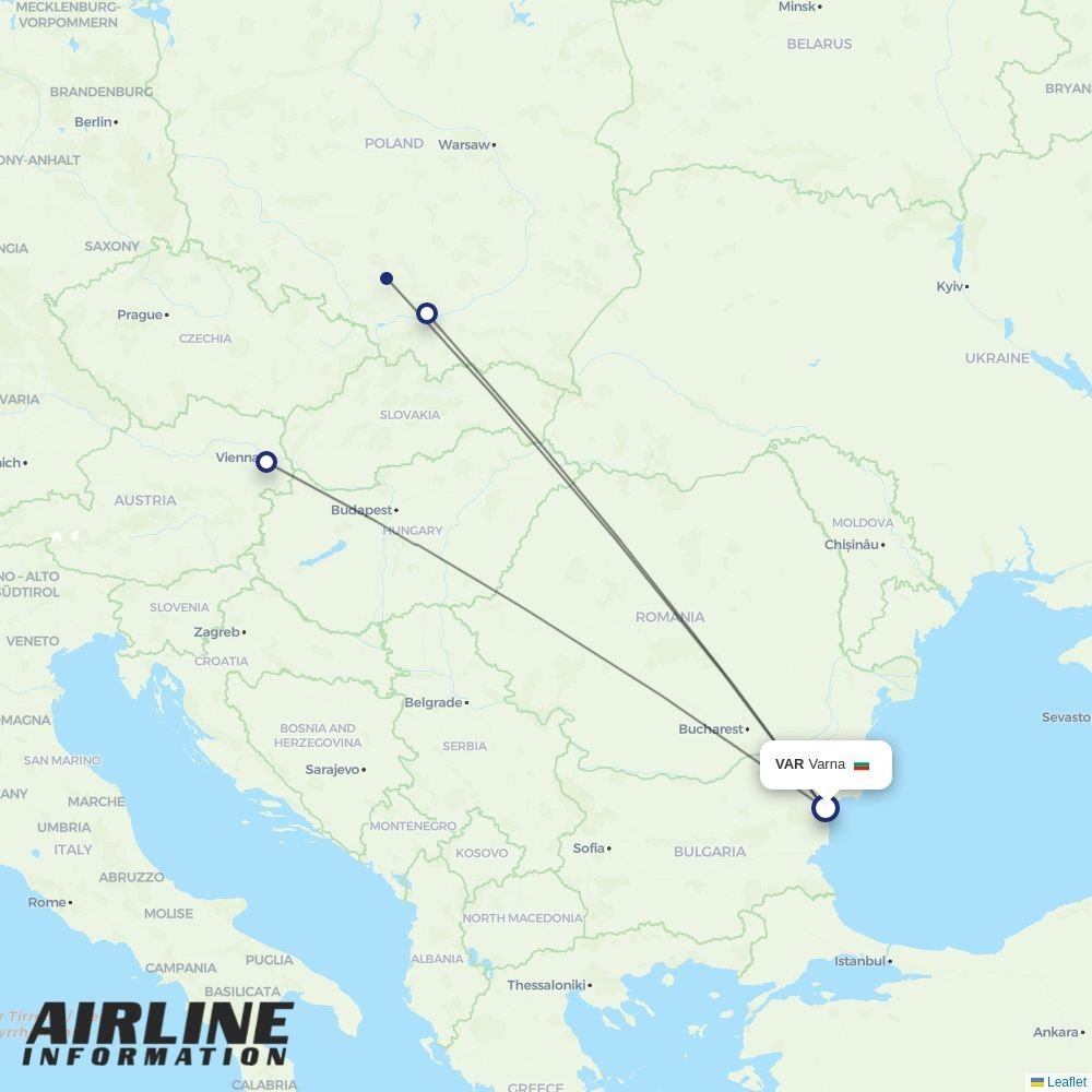Ryanair routes from VAR