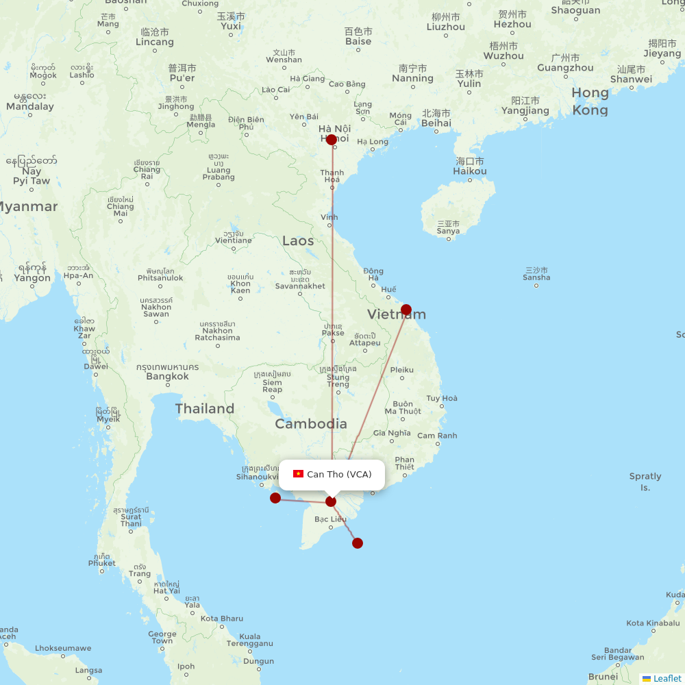 Vietnam Airlines at VCA route map
