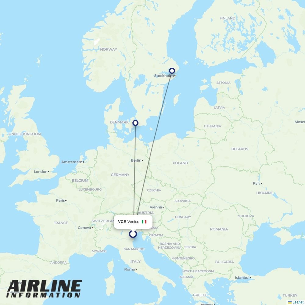 Norwegian Air Sweden routes from VCE