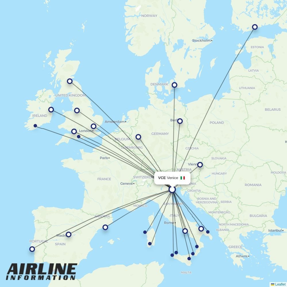 Ryanair routes from VCE
