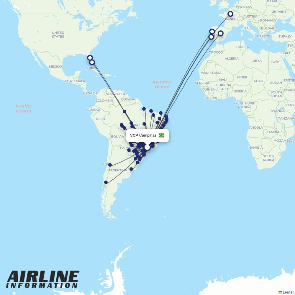 Azul routes from VCP