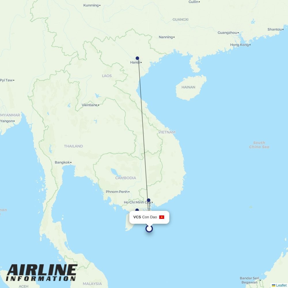 Vietnam Airlines routes from VCS