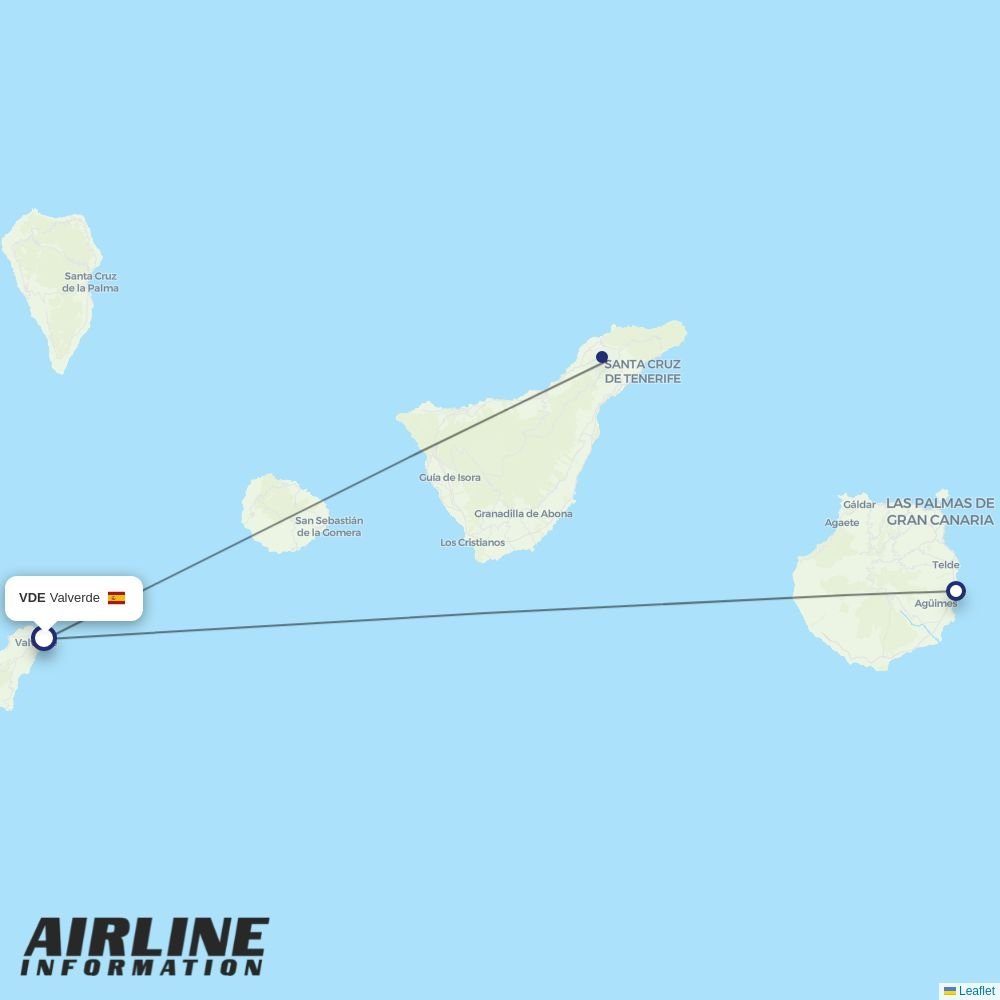 Canaryfly routes from VDE