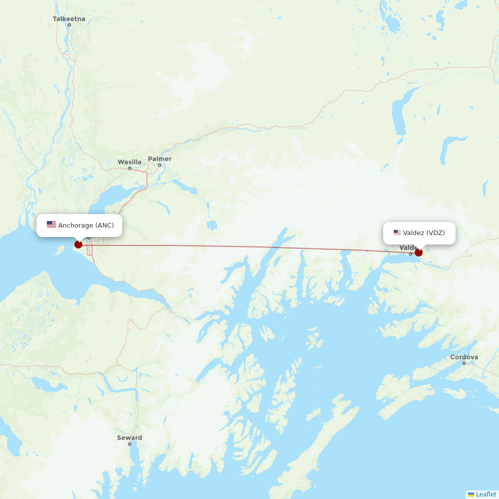 Ravn Alaska at VDZ route map