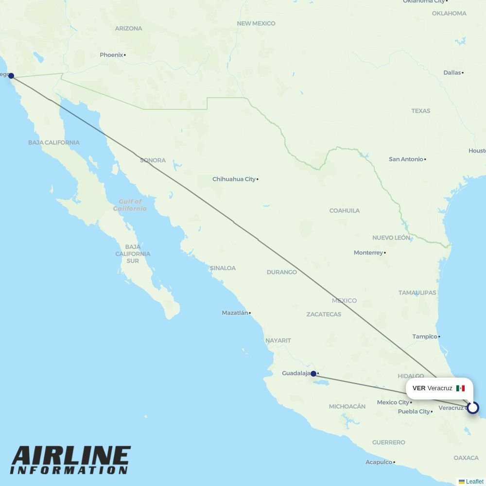Volaris routes from VER