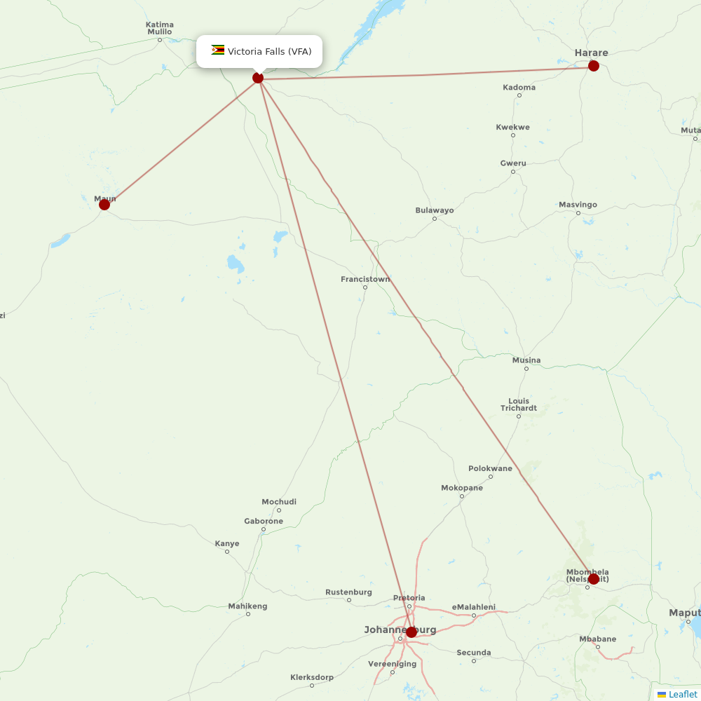 Fastjet at VFA route map