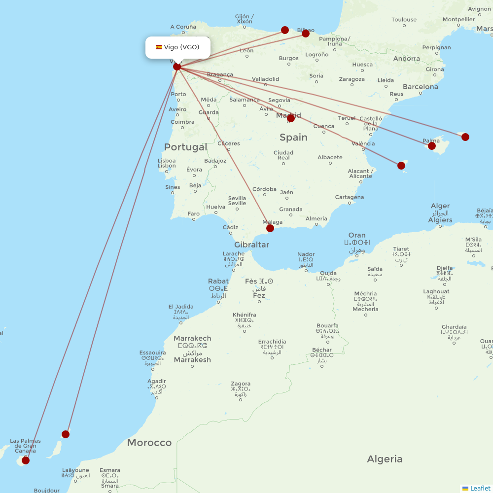 Iberia at VGO route map