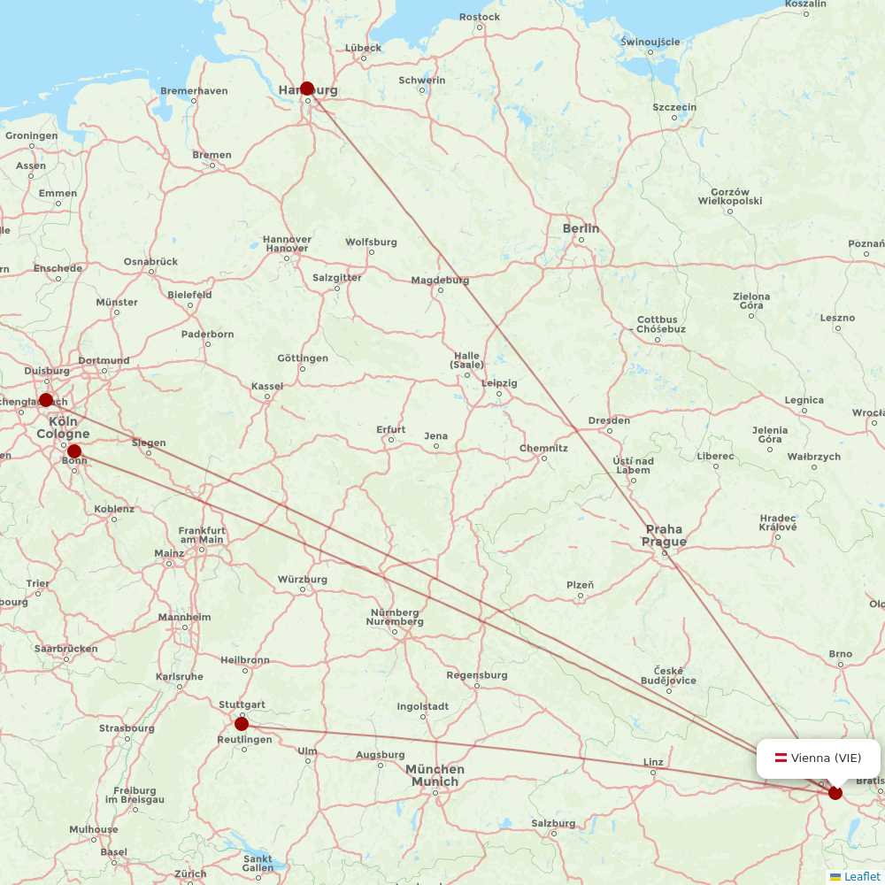 Eurowings at VIE route map