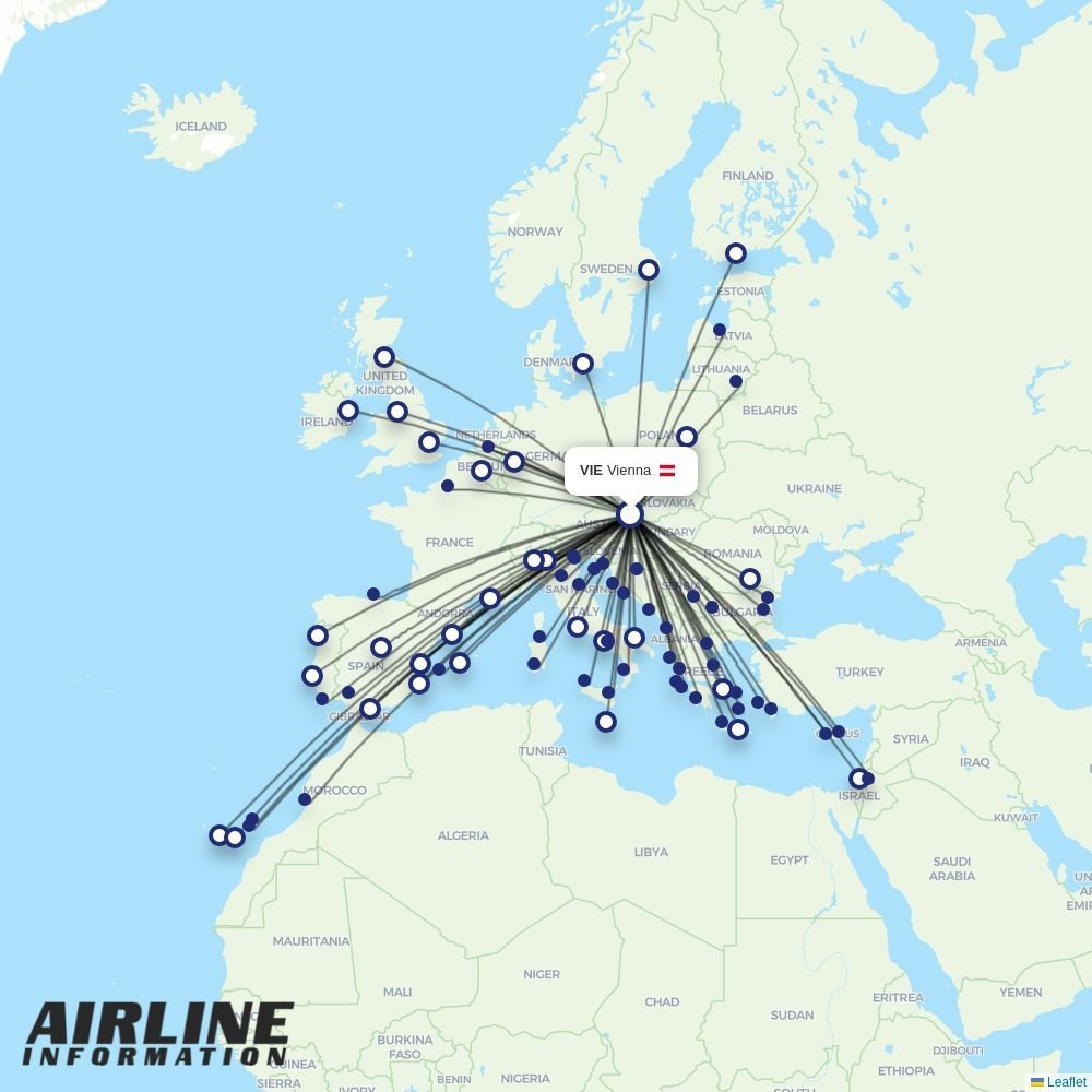 Ryanair routes from VIE