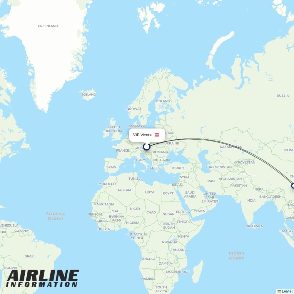 Hainan Airlines routes from VIE