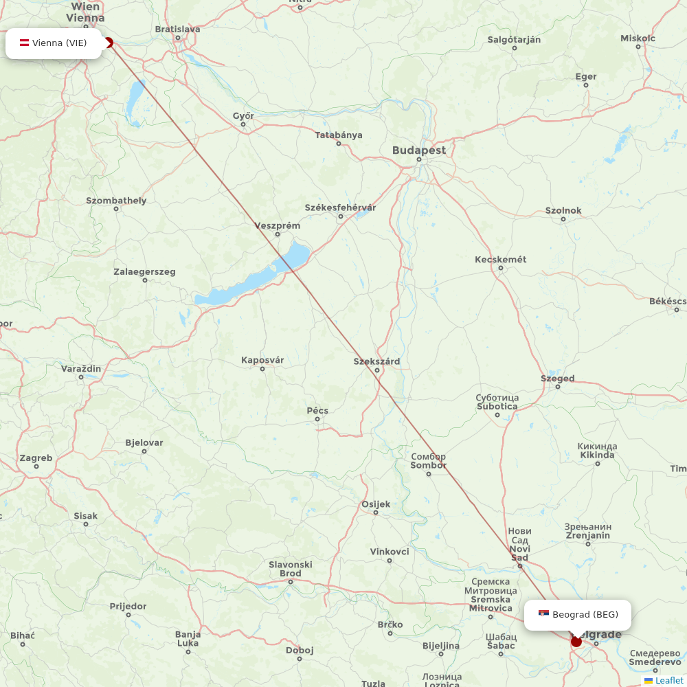 Air Serbia at VIE route map