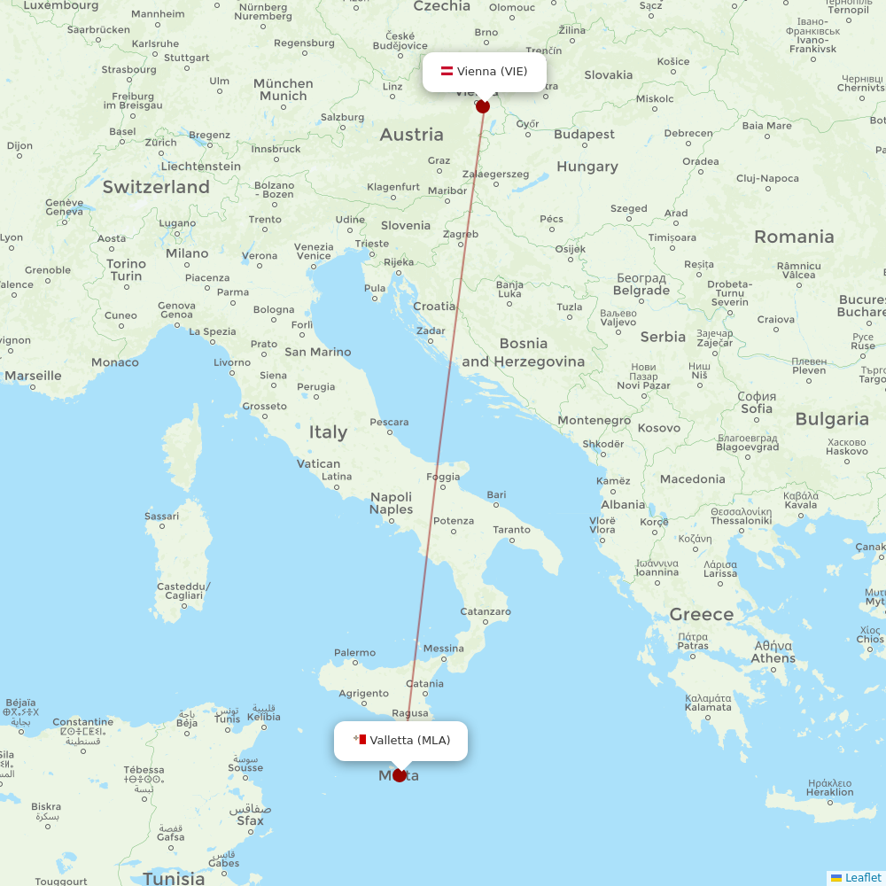 Air Malta at VIE route map