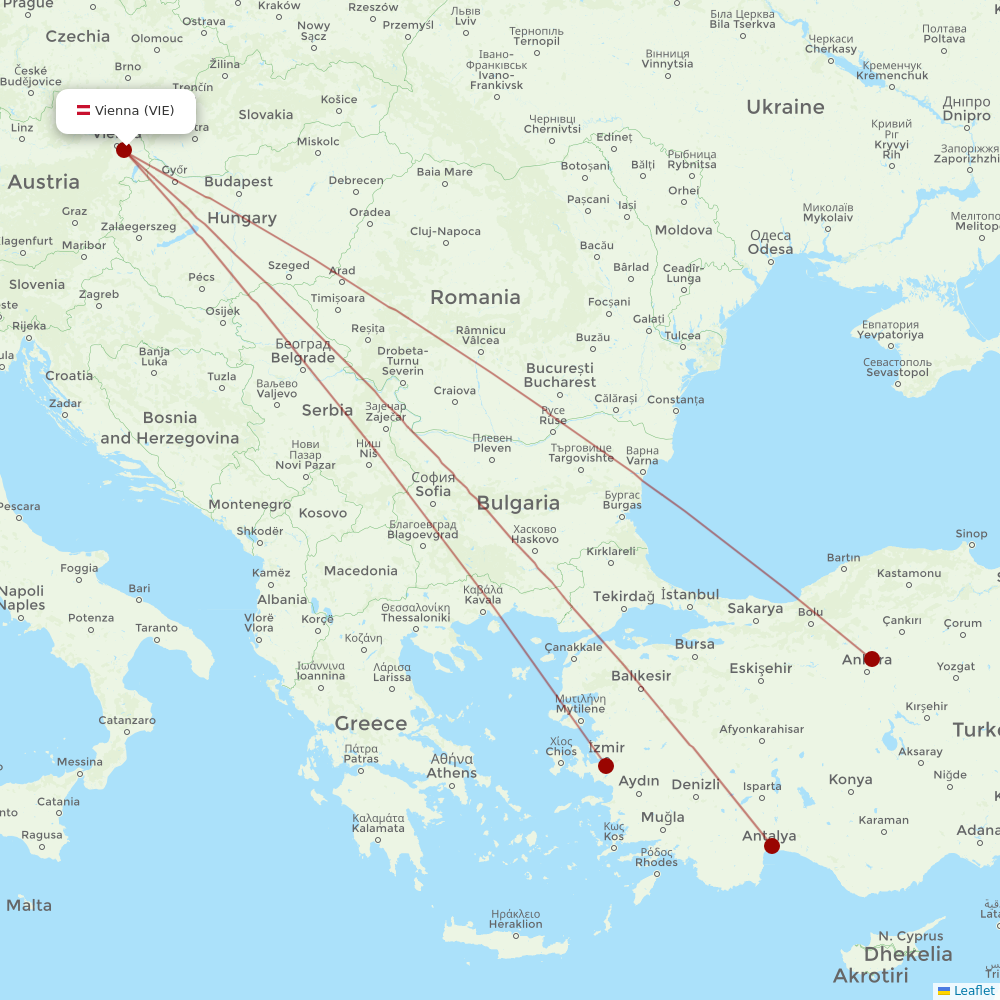 SunExpress at VIE route map