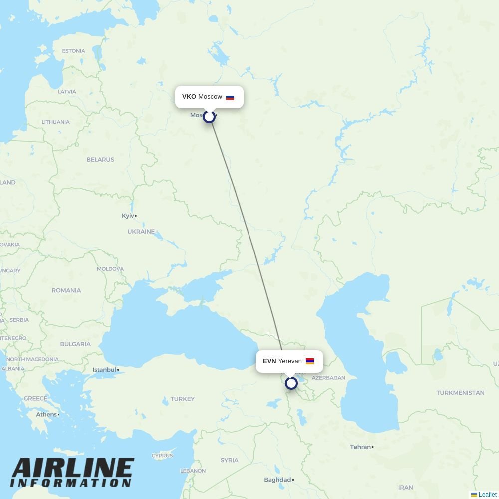 FlyOne Armenia routes from VKO
