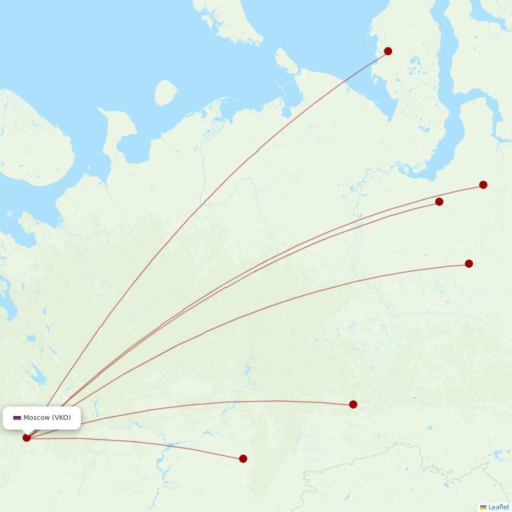 Gazpromavia at VKO route map