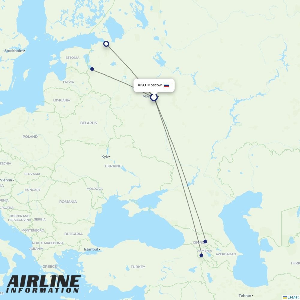 Azimuth routes from VKO