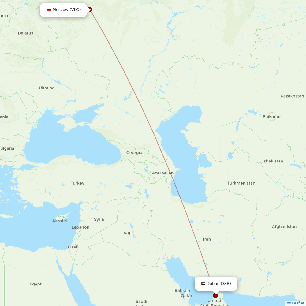 flydubai at VKO route map