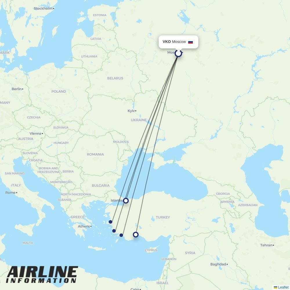 Pegasus routes from VKO