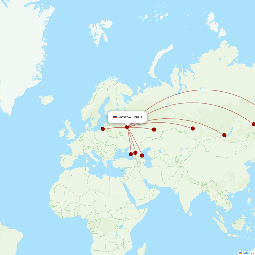 Yakutia at VKO route map