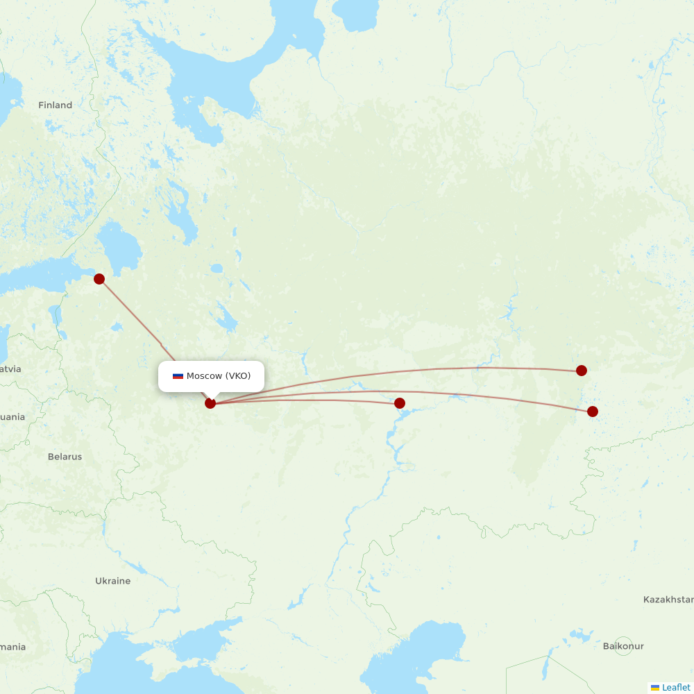Aeroflot at VKO route map