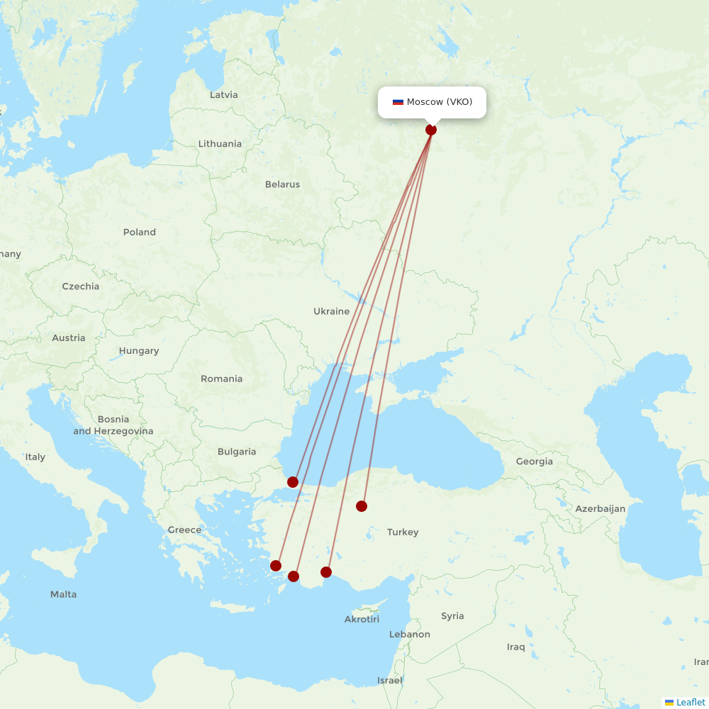 Turkish Airlines at VKO route map