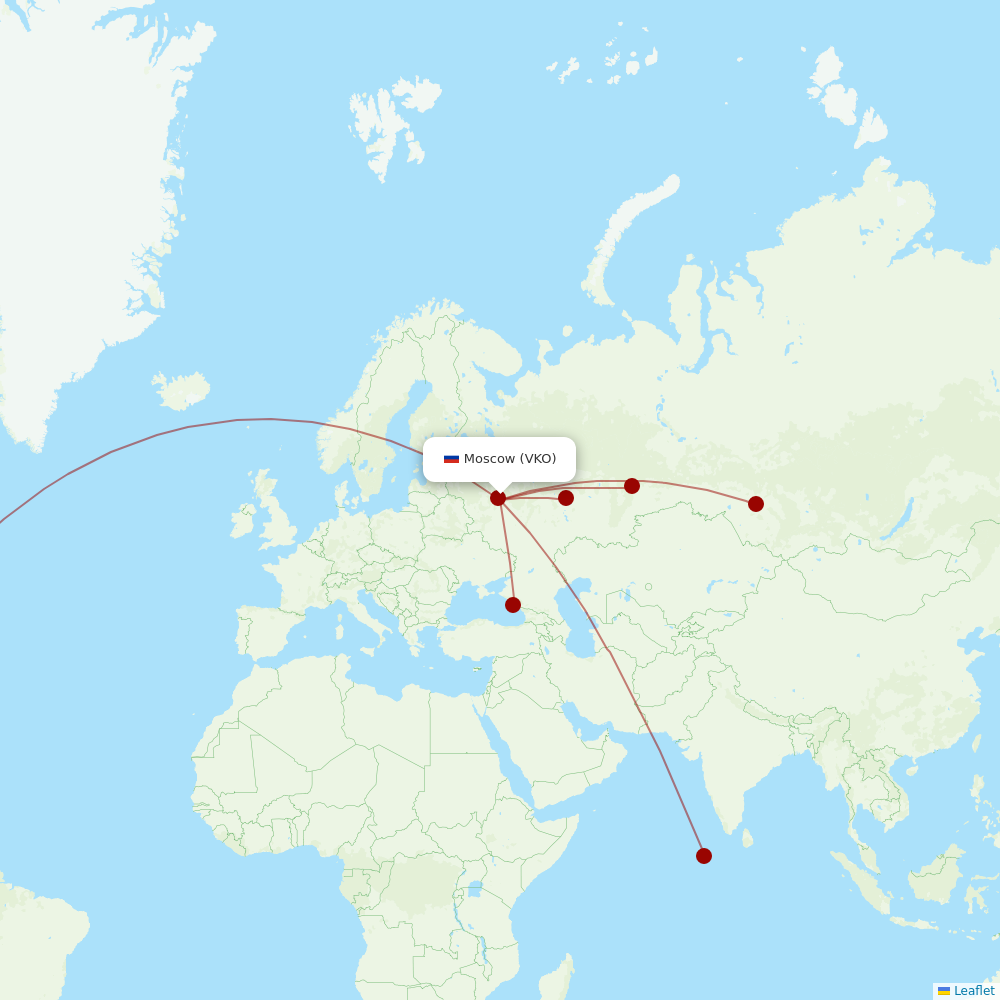 AZUR air at VKO route map