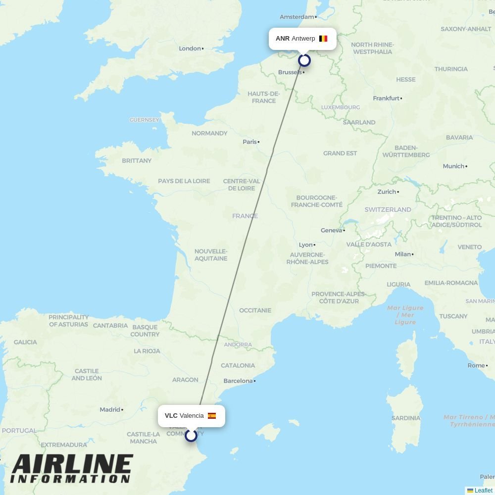 TUI fly routes from VLC