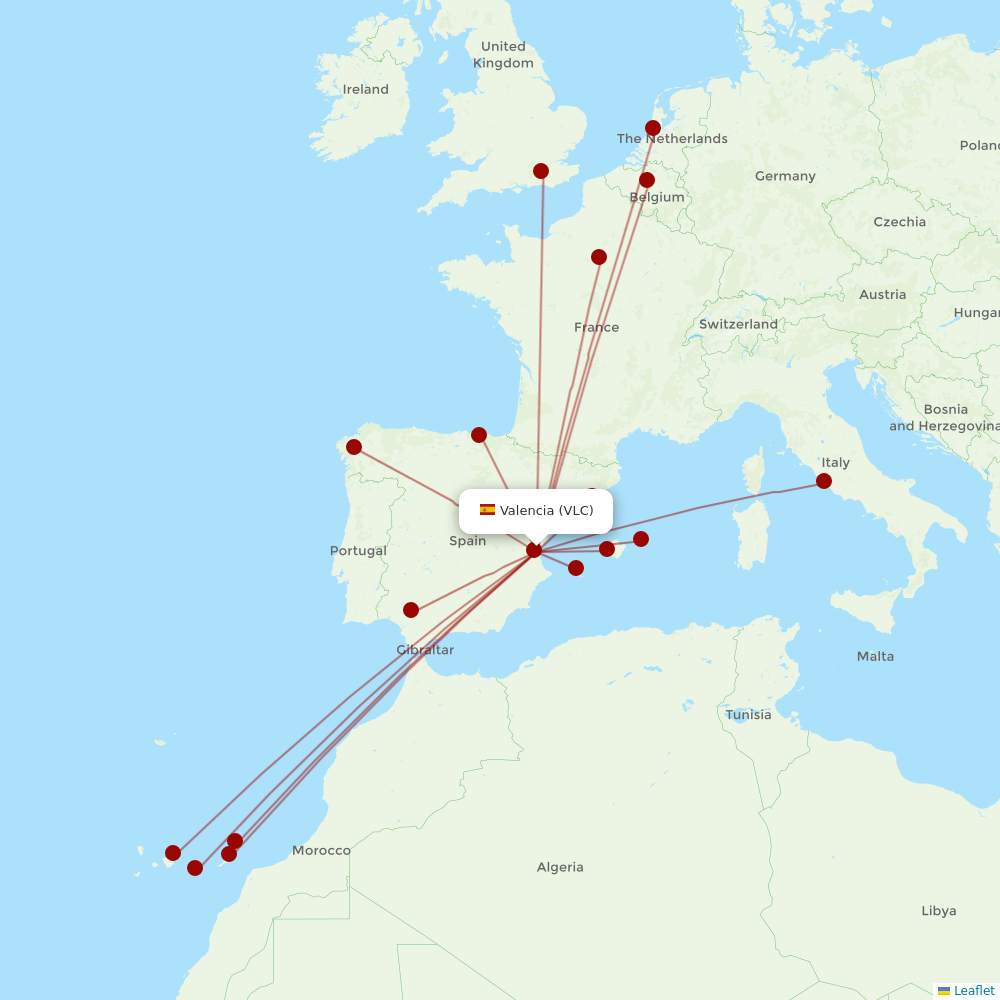 Vueling at VLC route map