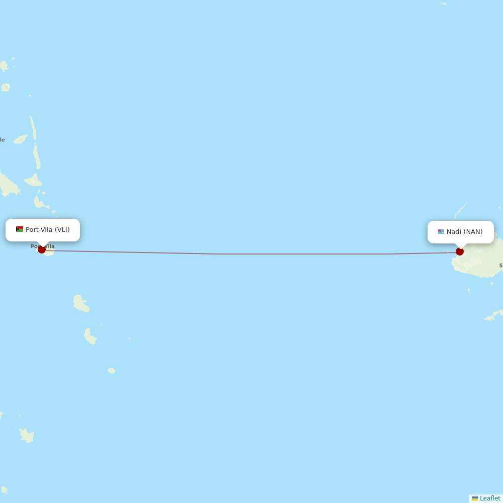 Fiji Airways at VLI route map