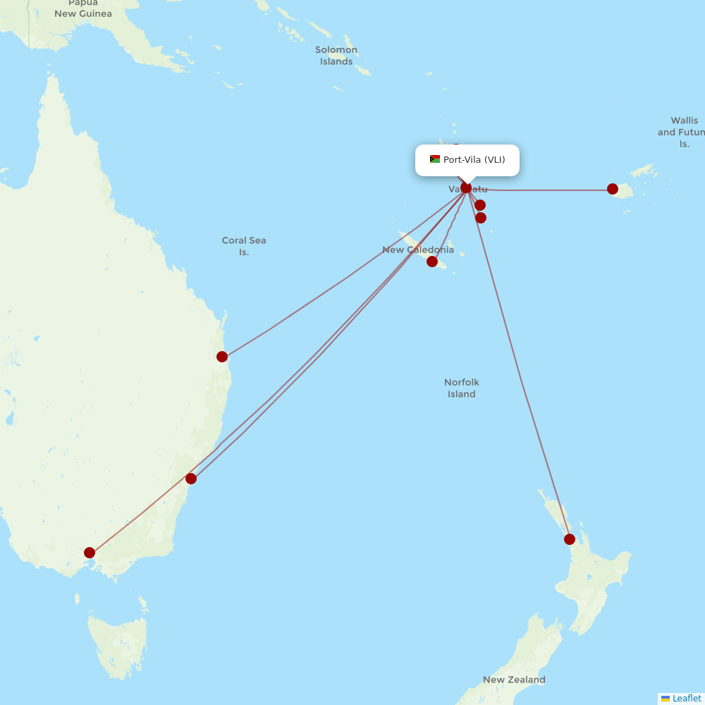 Air Vanuatu at VLI route map