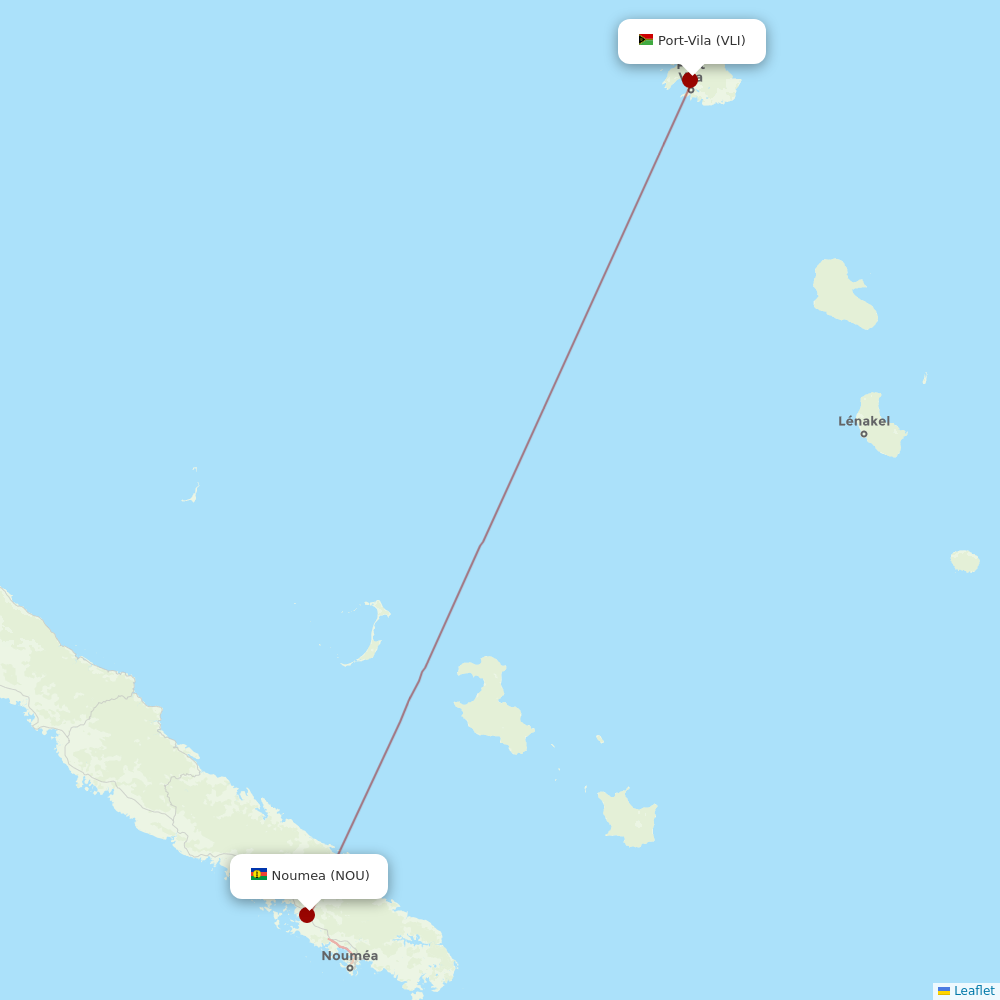Aircalin at VLI route map