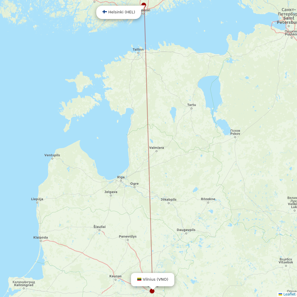 Finnair at VNO route map