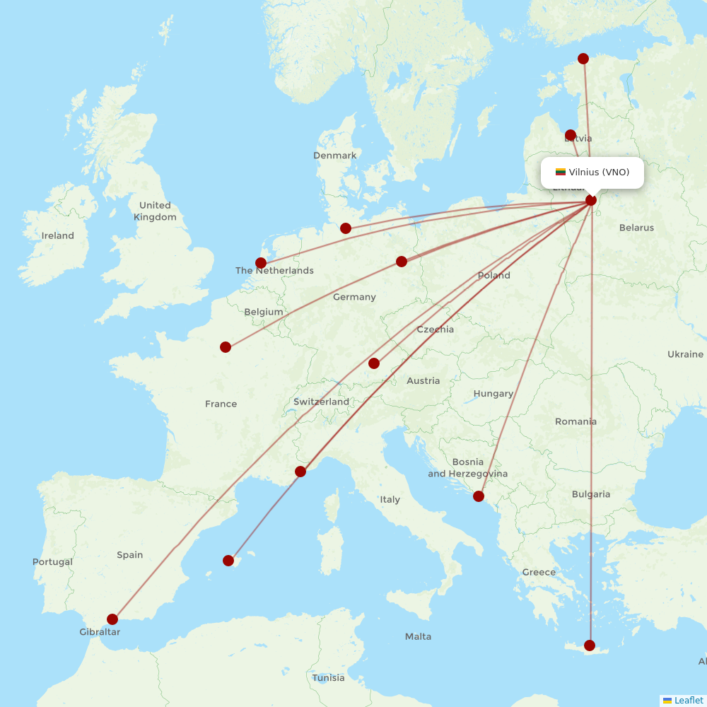 Air Baltic at VNO route map