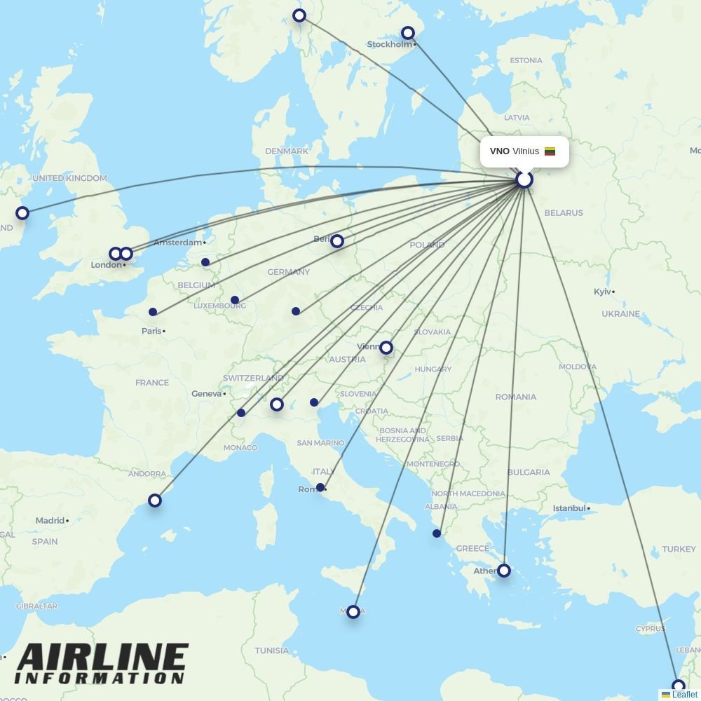 Ryanair routes from VNO