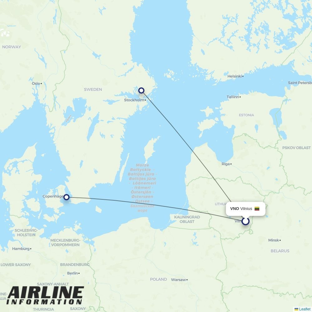 SAS routes from VNO