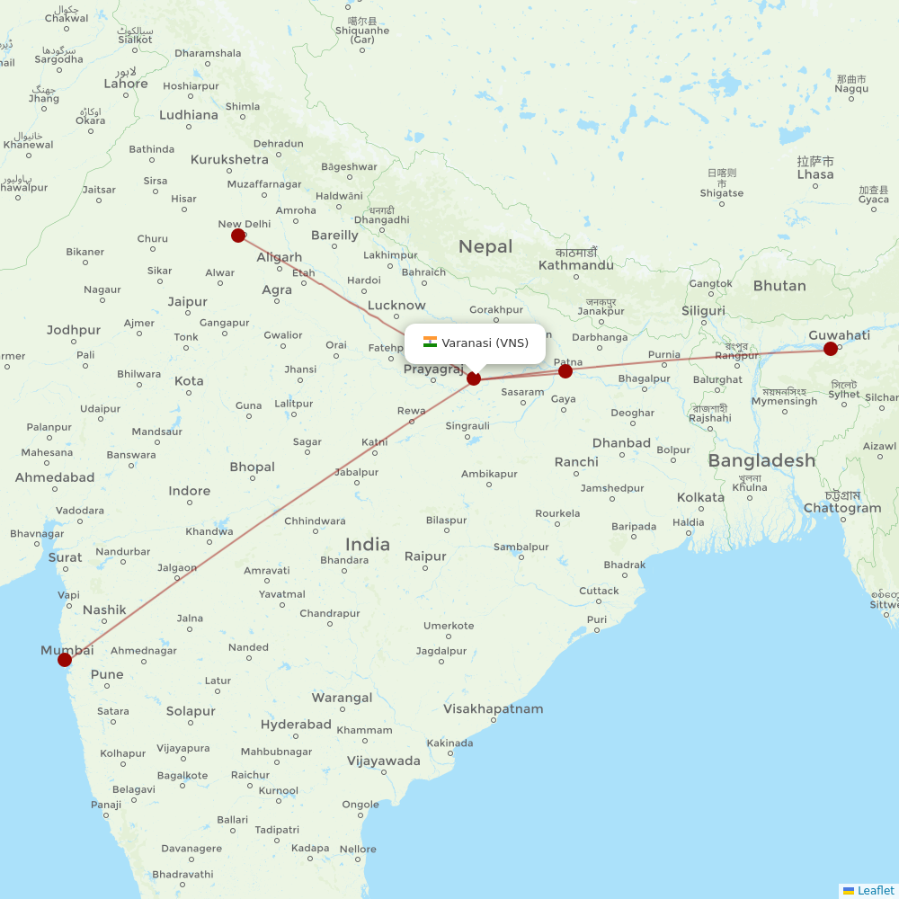 SpiceJet at VNS route map