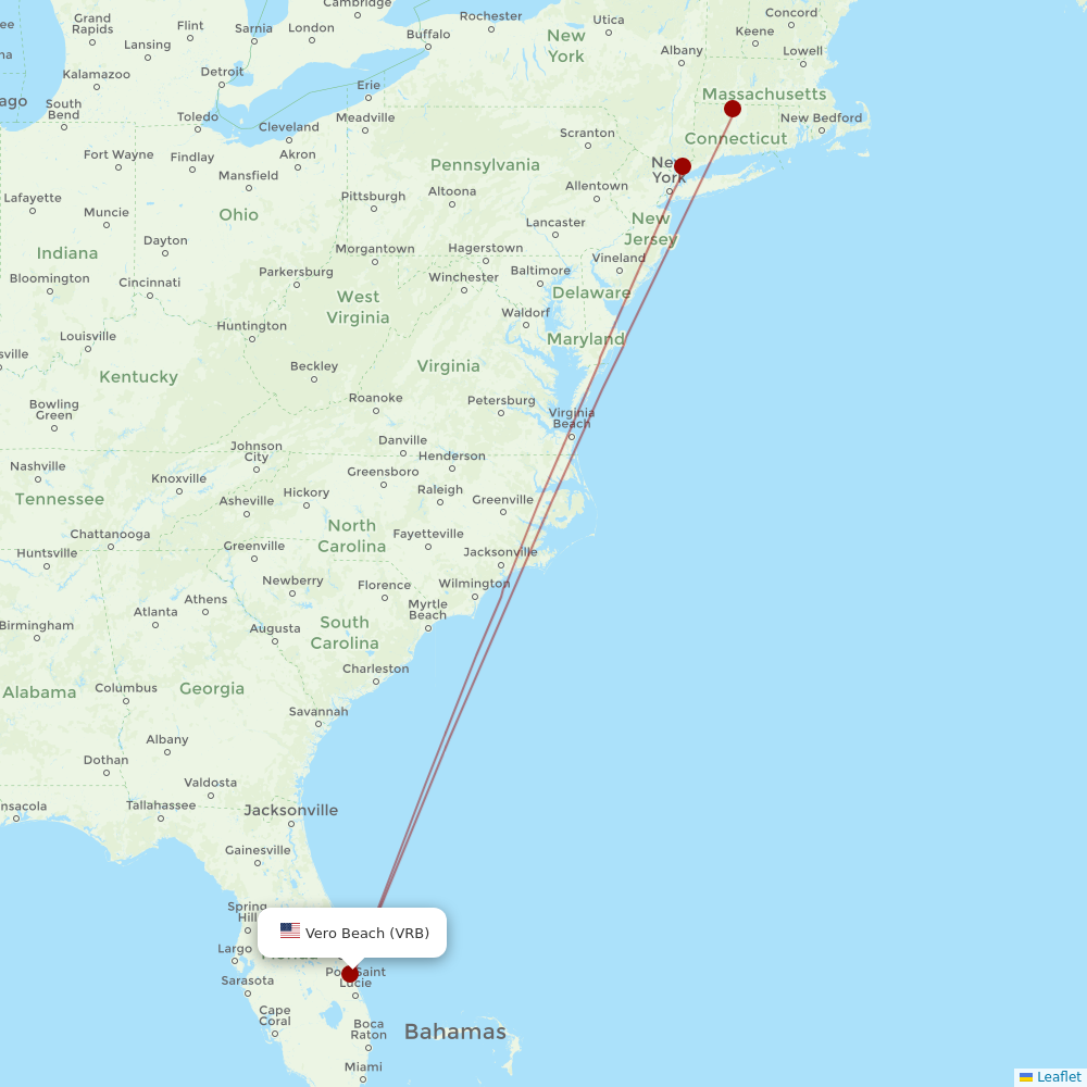 Breeze Airways at VRB route map