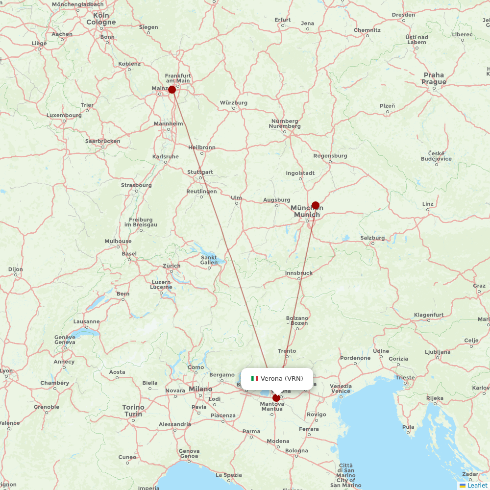 Air Dolomiti at VRN route map