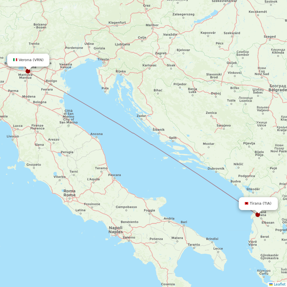 Air Albania at VRN route map