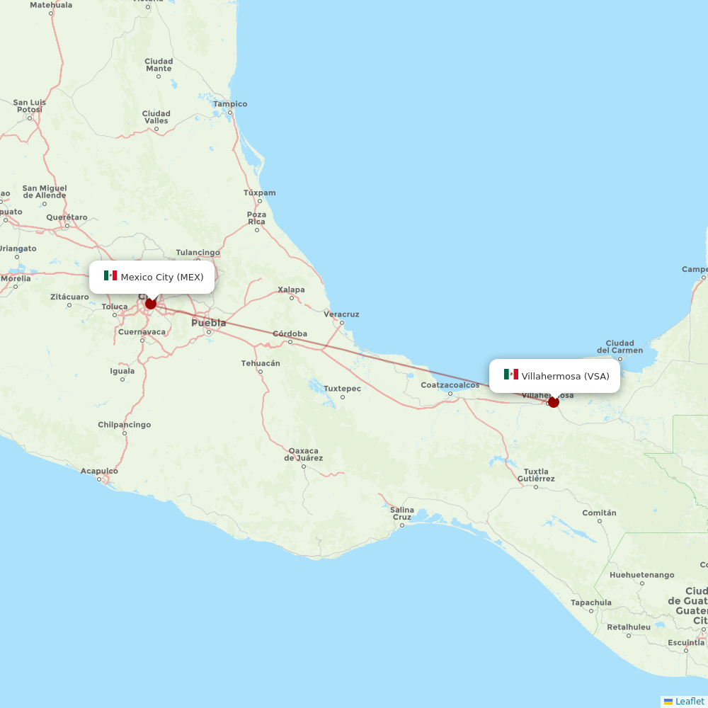 Aeromexico at VSA route map