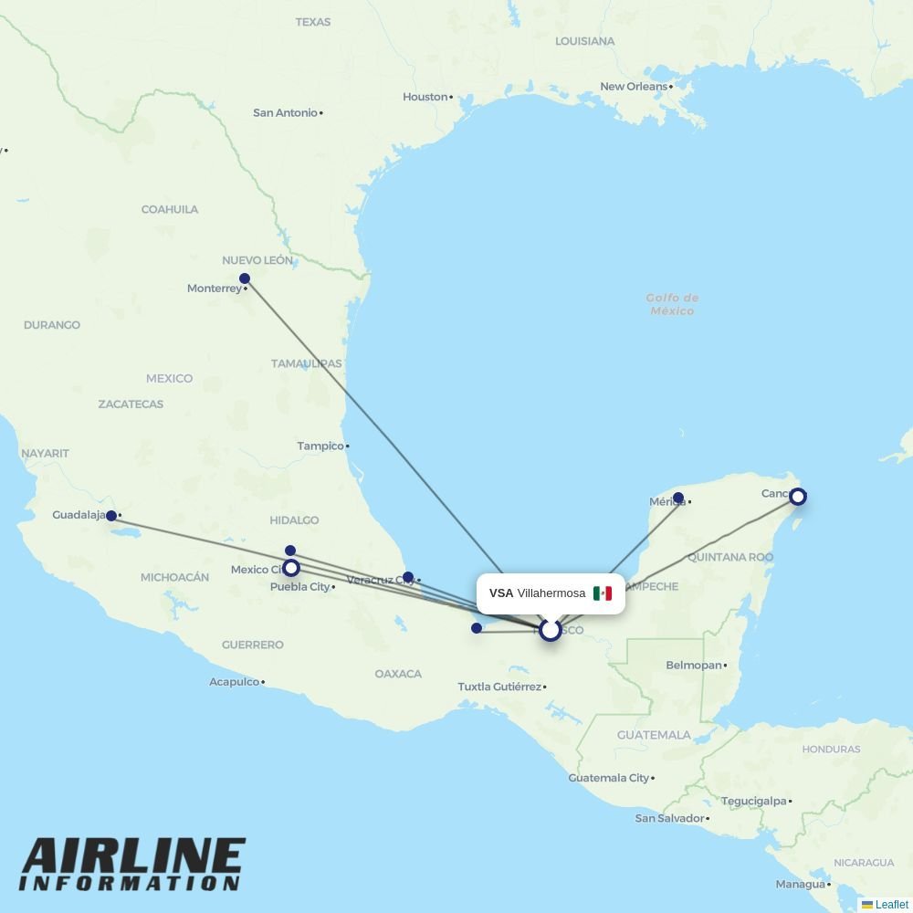 Aerus routes from VSA