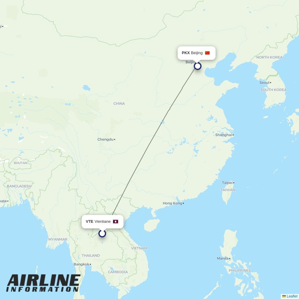 China United Airlines routes from VTE
