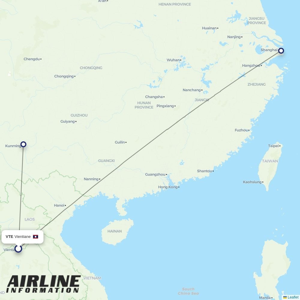 China Eastern routes from VTE