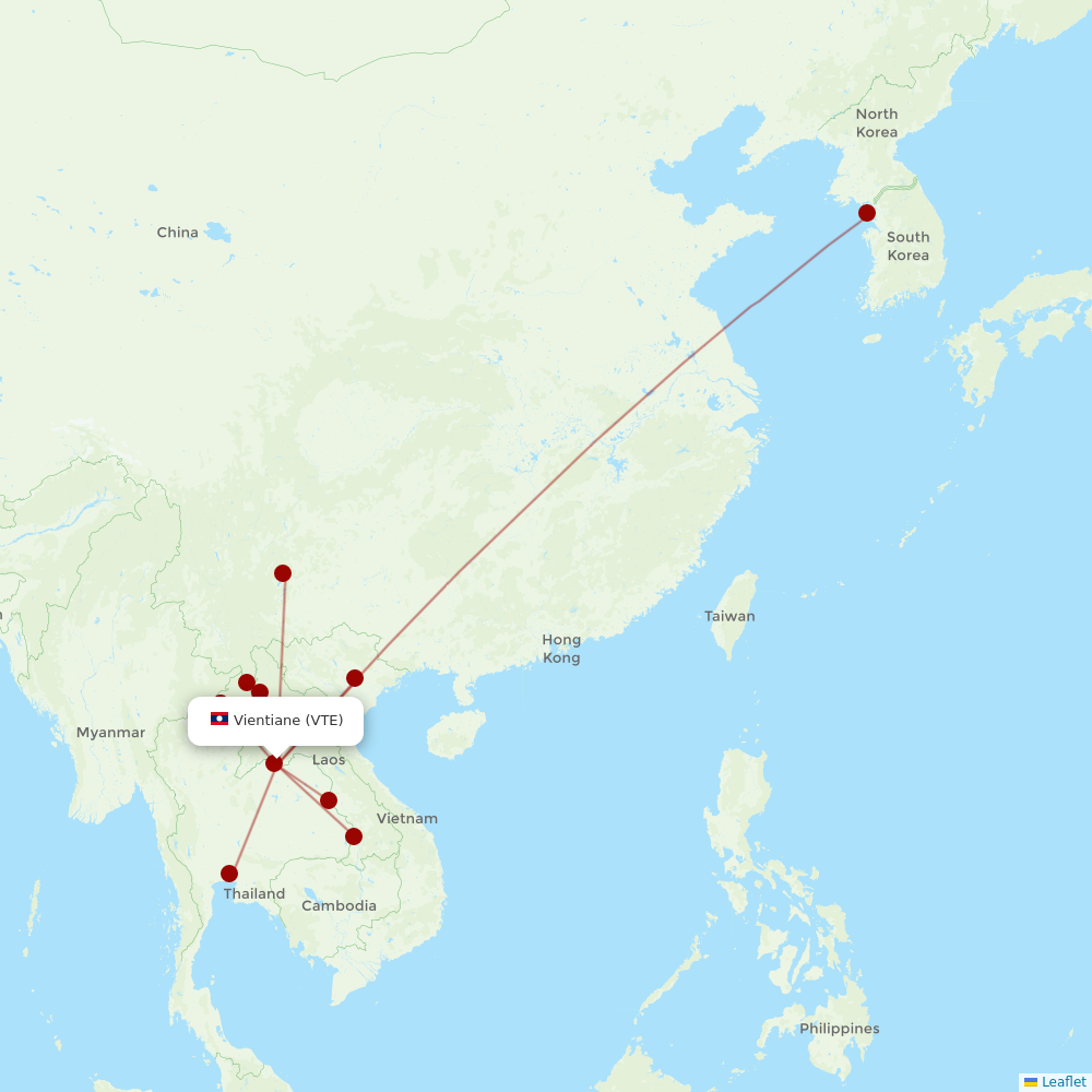 Lao Airlines at VTE route map