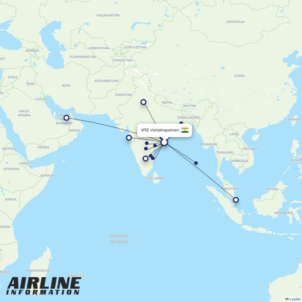 Air India Express routes from VTZ