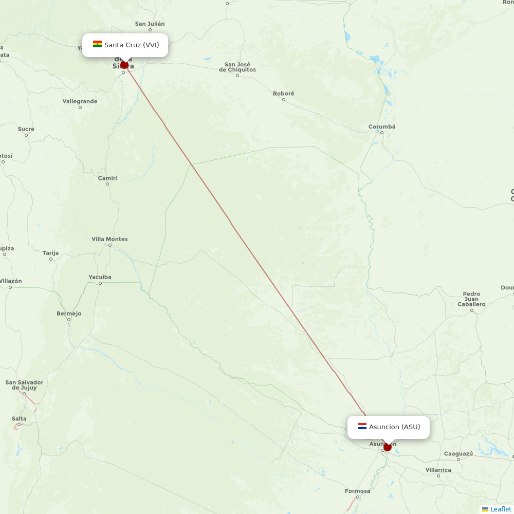 Silk Way Airlines at VVI route map